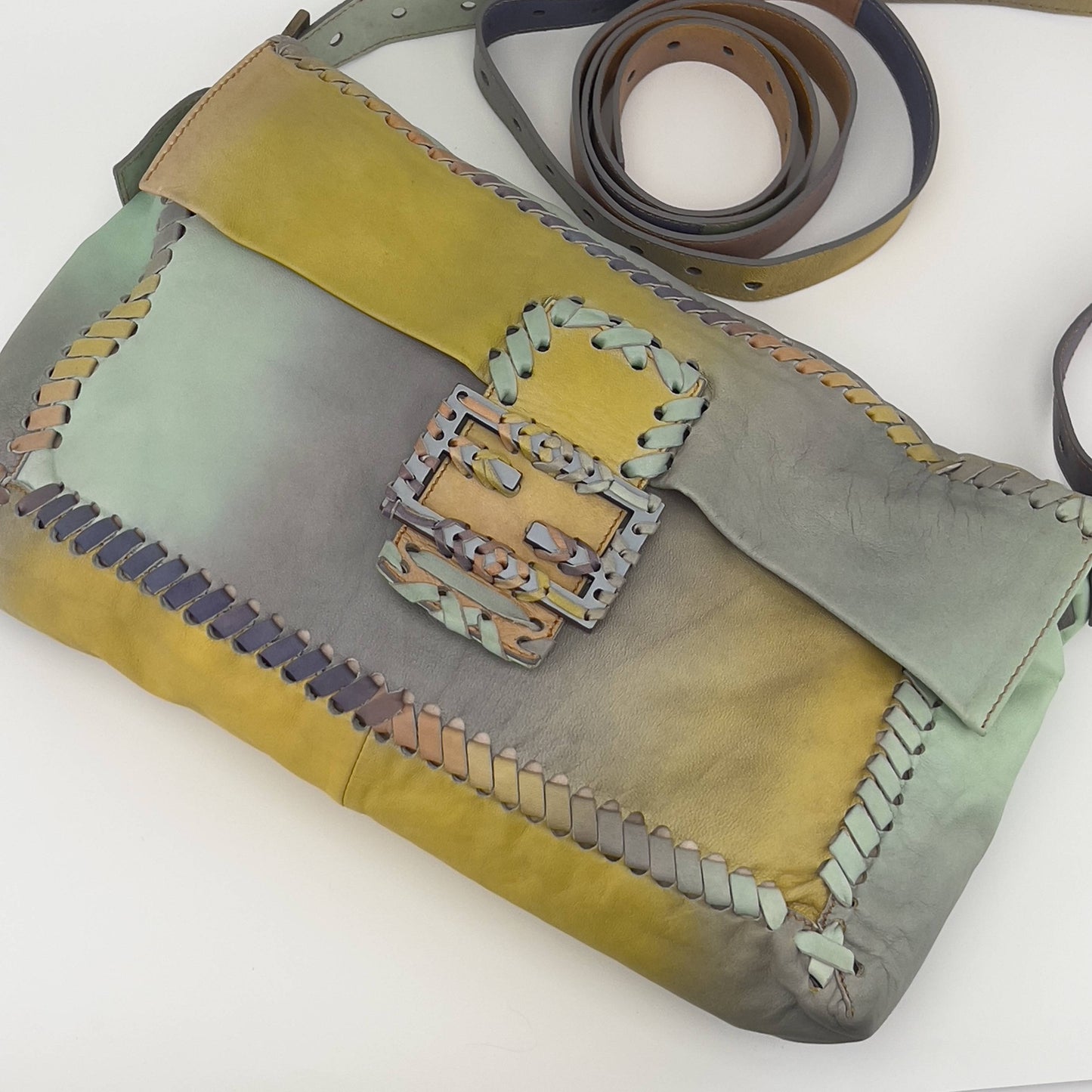 Fendi rainbow XXL leather baguette