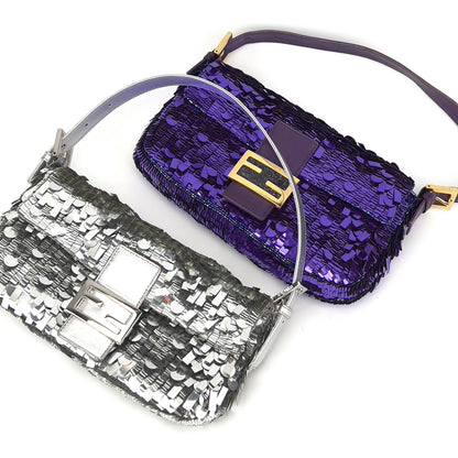 Vintagr Fendi silver sequin baguette