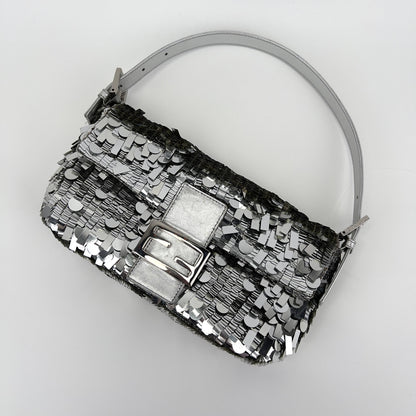 Vintagr Fendi silver sequin baguette