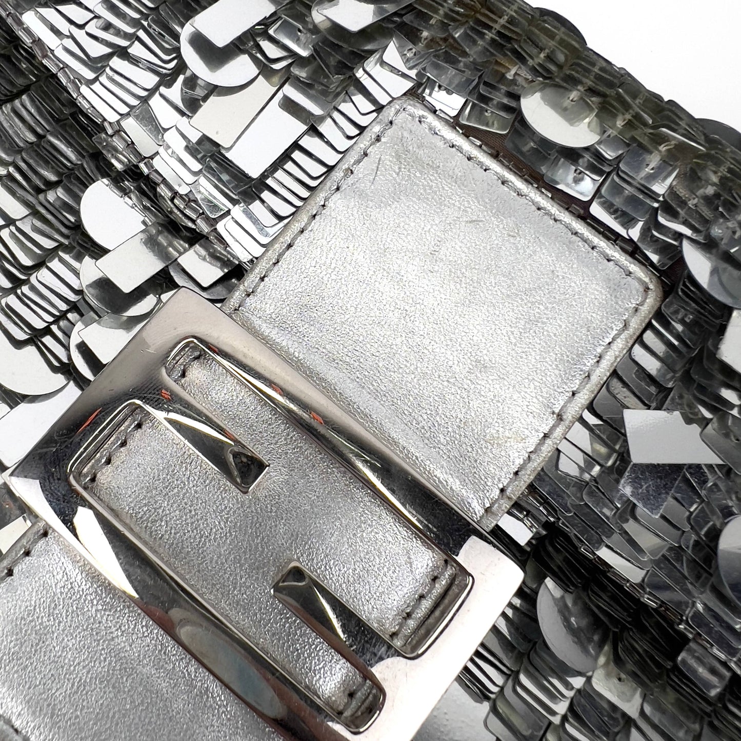 Vintagr Fendi silver sequin baguette
