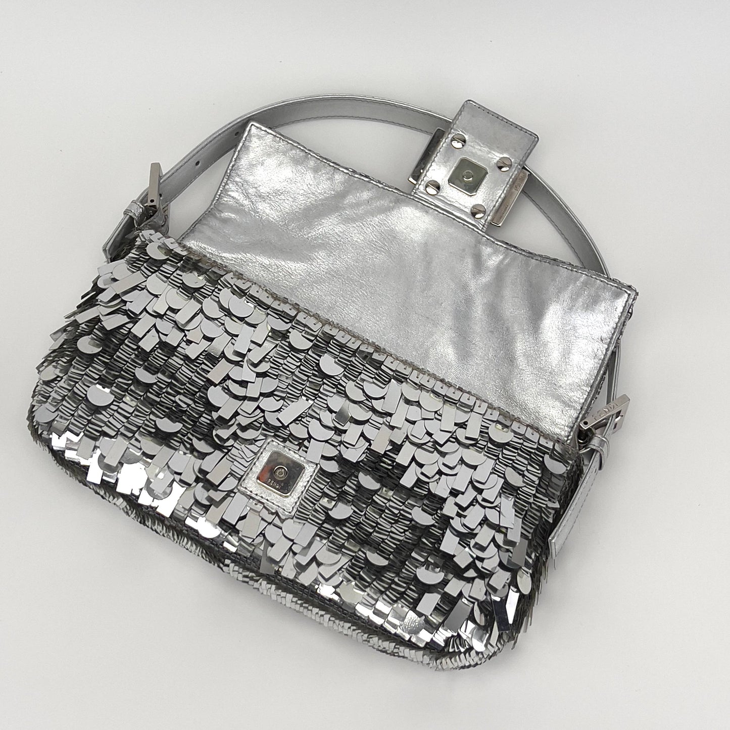 Vintagr Fendi silver sequin baguette special order