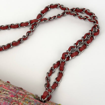 Chanel pink tweed double flap bag