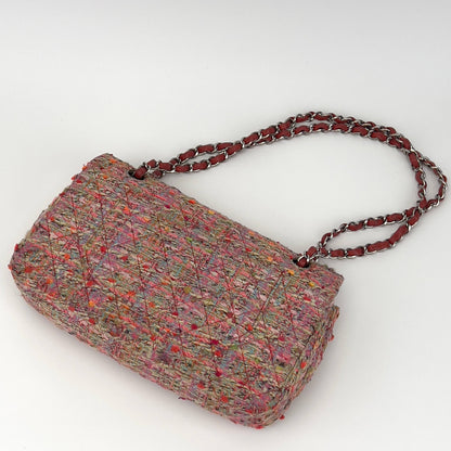 Chanel pink tweed double flap bag