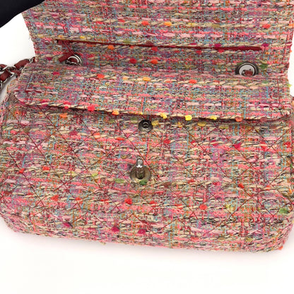 Chanel pink tweed double flap bag