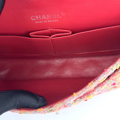 Chanel pink tweed double flap bag