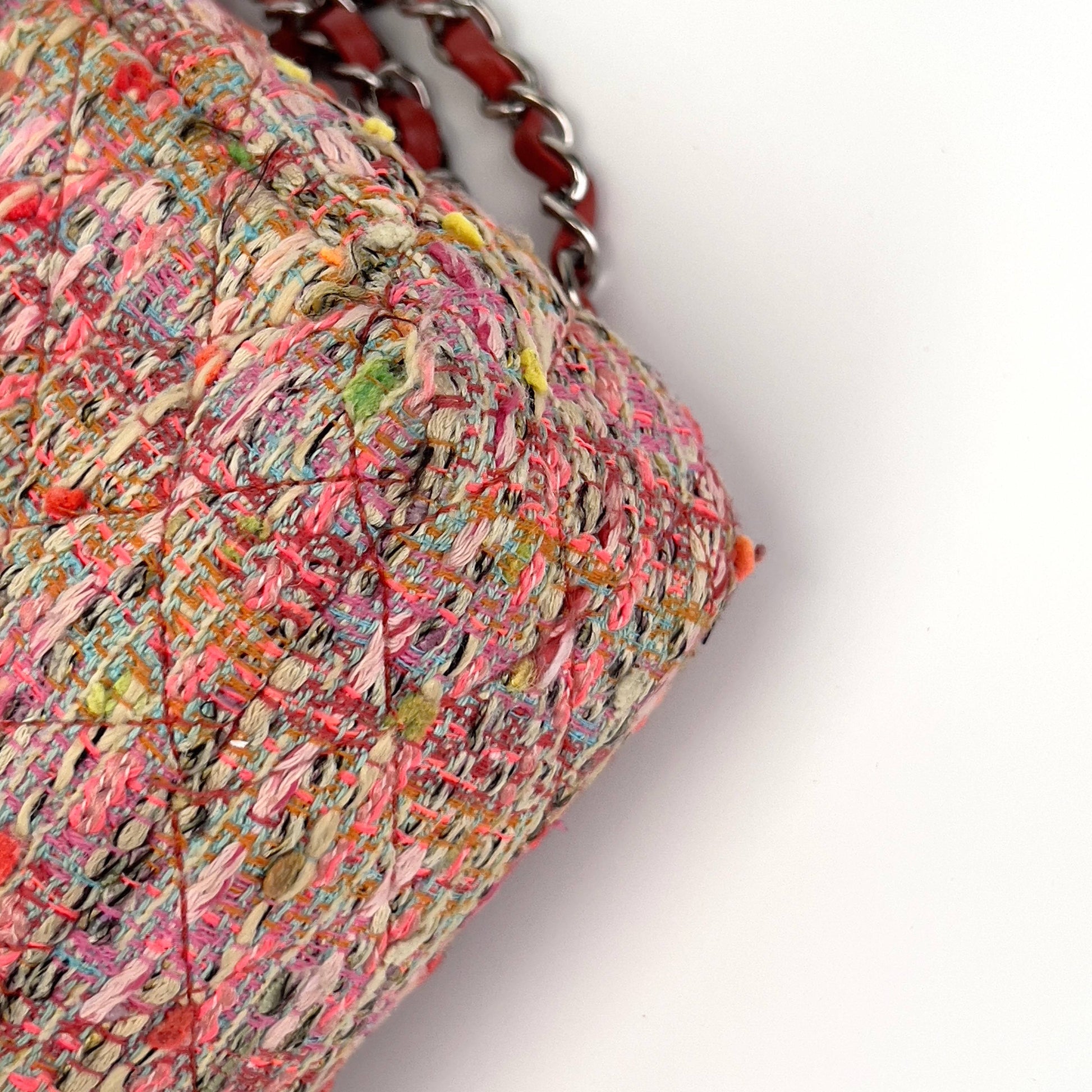 Chanel pink tweed double flap bag