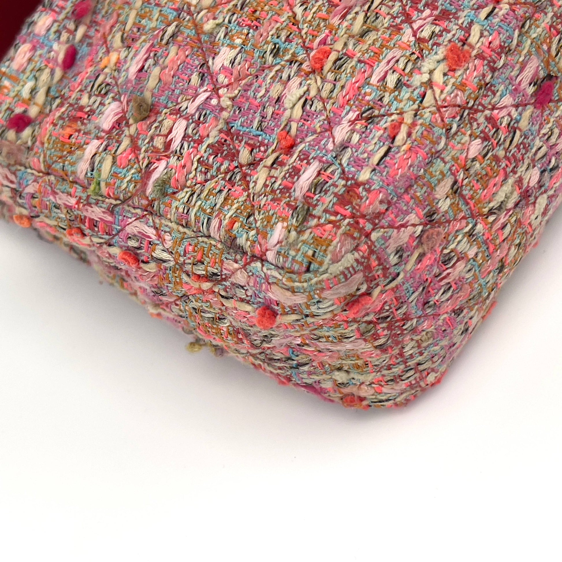 Chanel pink tweed double flap bag