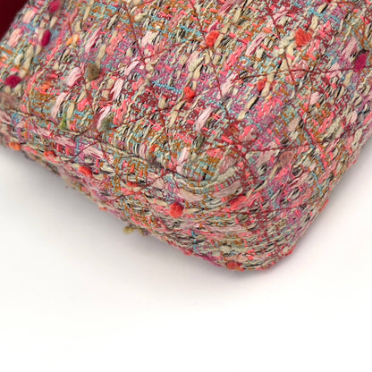 Chanel pink tweed double flap bag