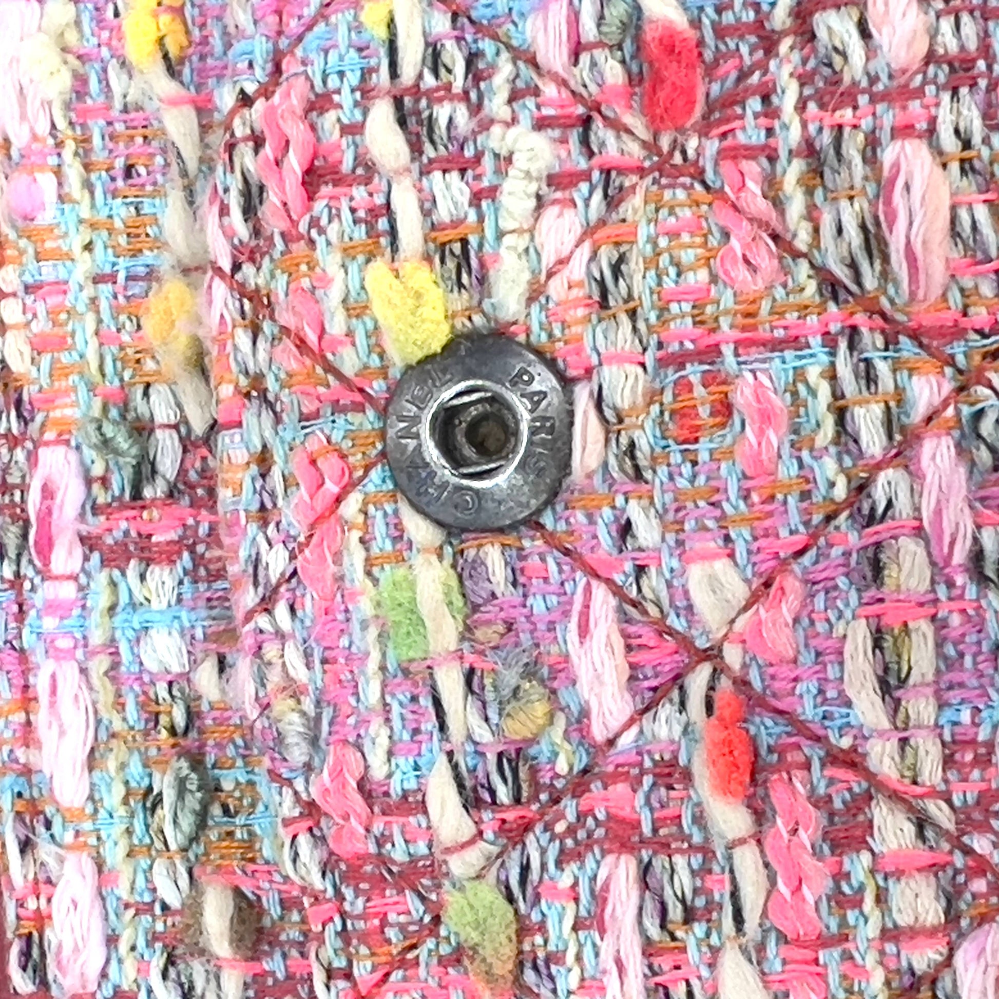 Chanel pink tweed double flap bag