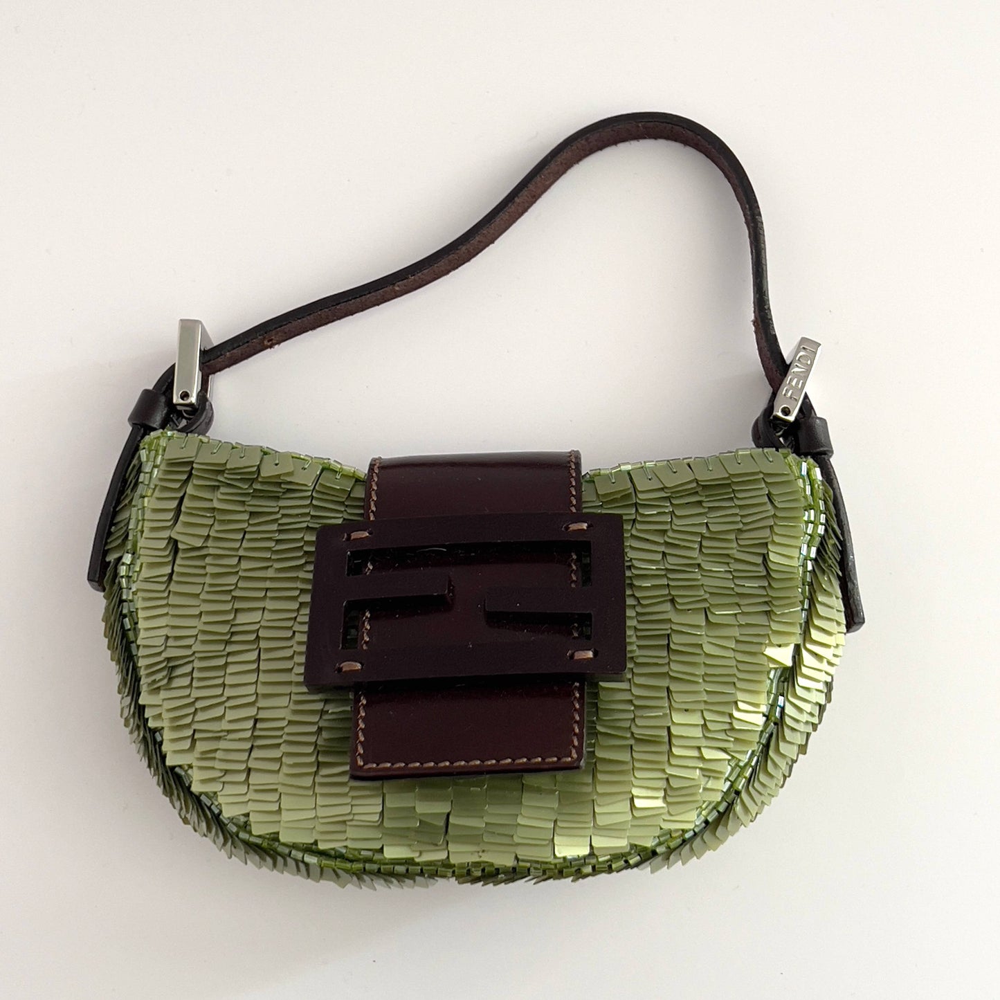 vintage Fendi green sequin croissant