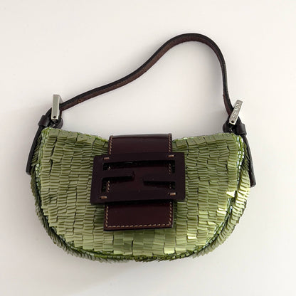 vintage Fendi green sequin croissant