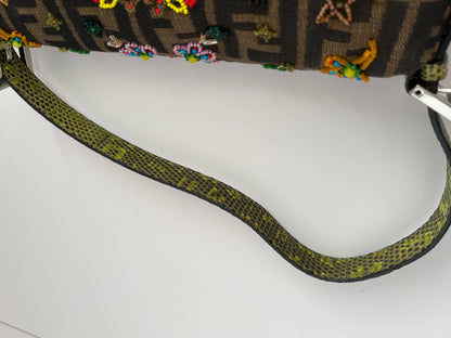 Fendi Classic Foral Beaded Zucca Baguette