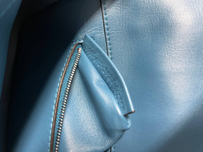 Fendi Baguette blue shearling silver hardware shoulder bag