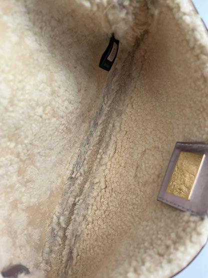 Fendi metallic purple shearling baguette