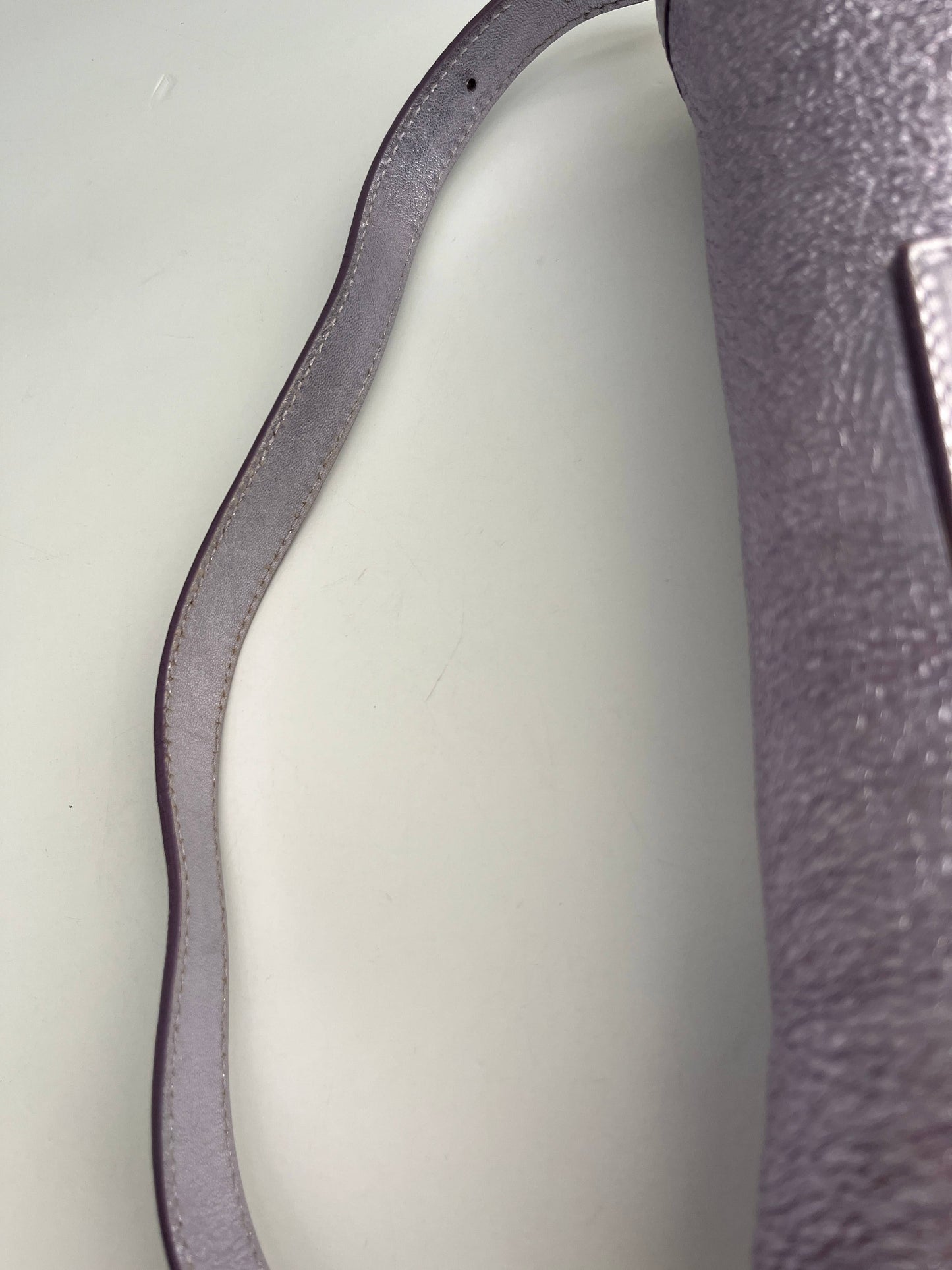 Fendi metallic purple shearling baguette