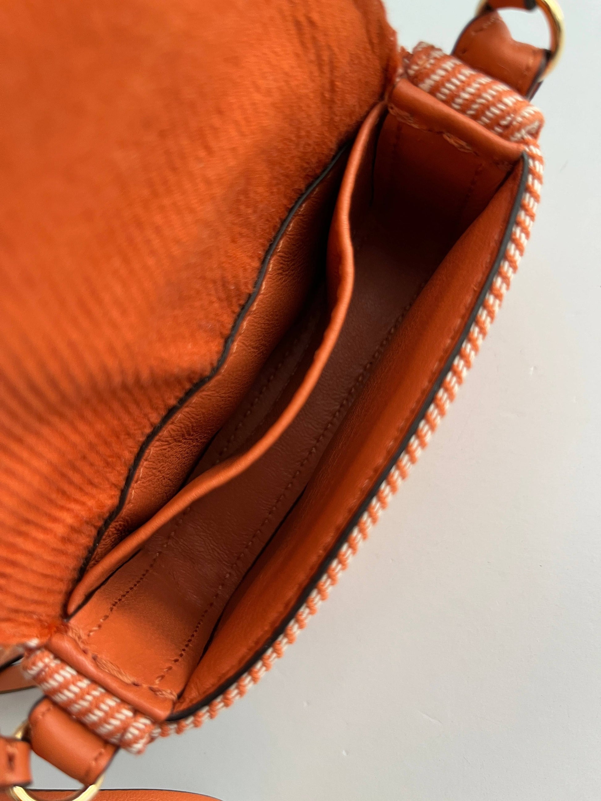 Fendi Baguette nano orange denim beaded shoulder bag