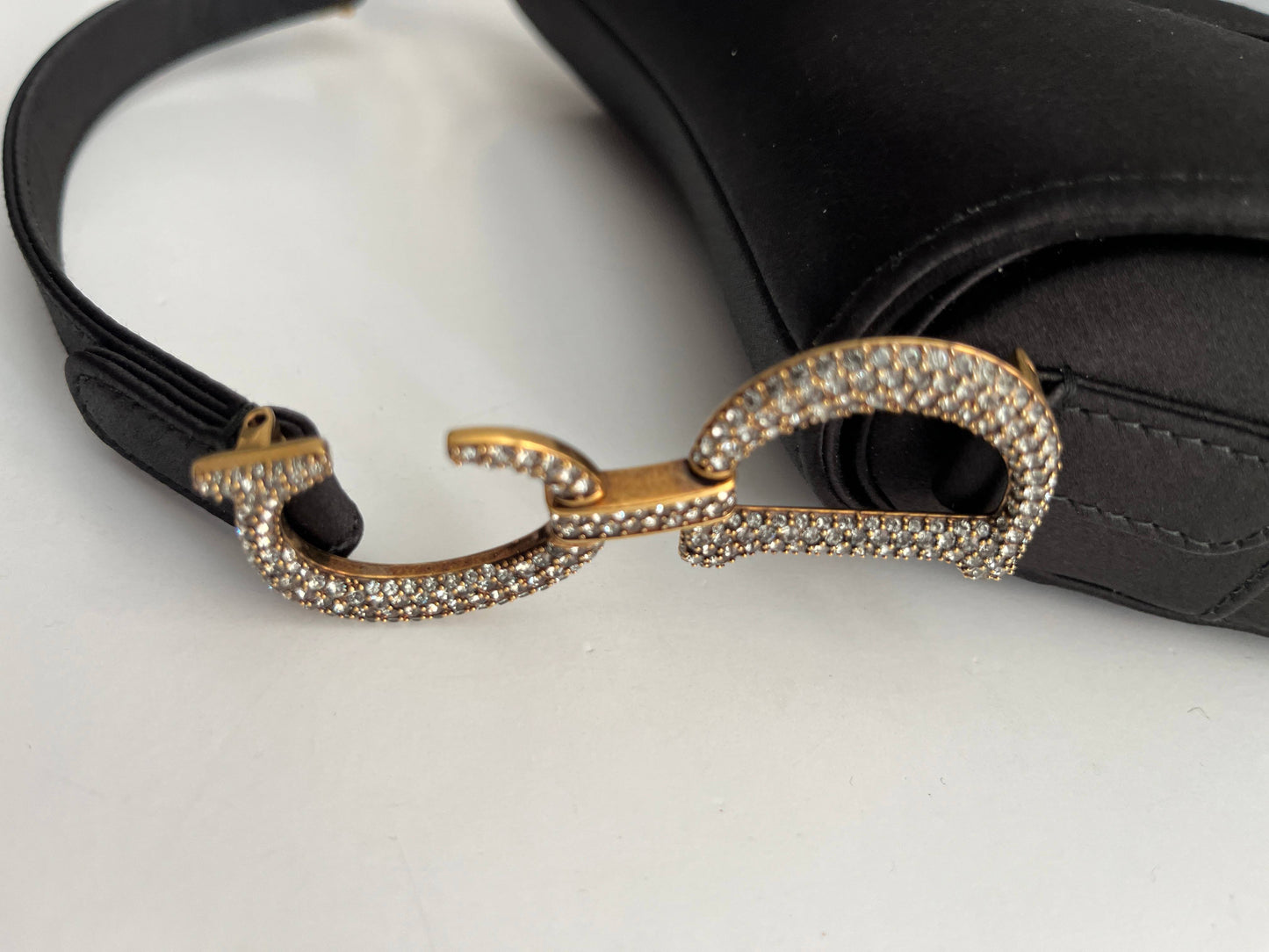 Dior Saddle small size black satin shoulder bag