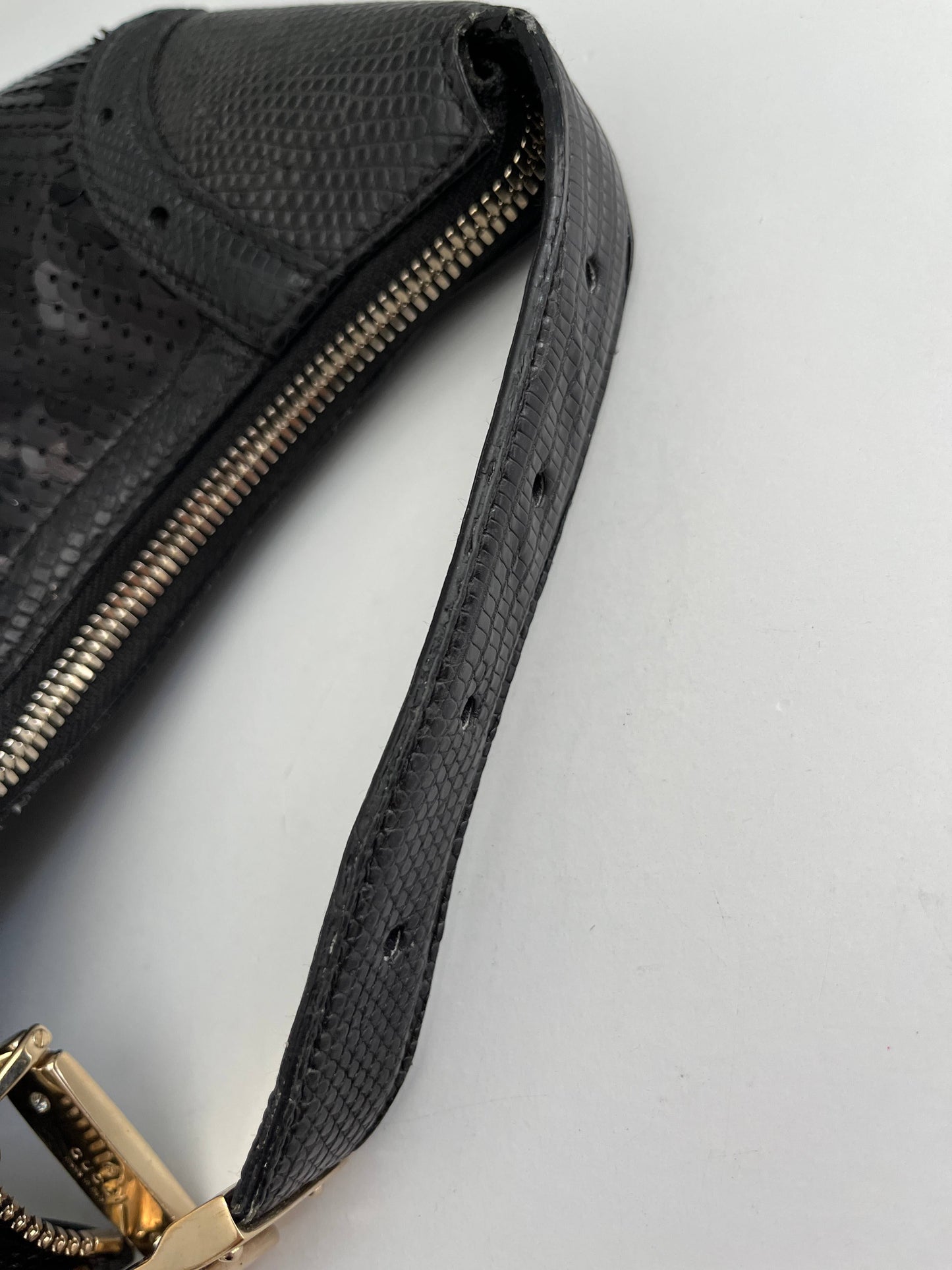 Gucci black sequin gold hardware shoulder bag