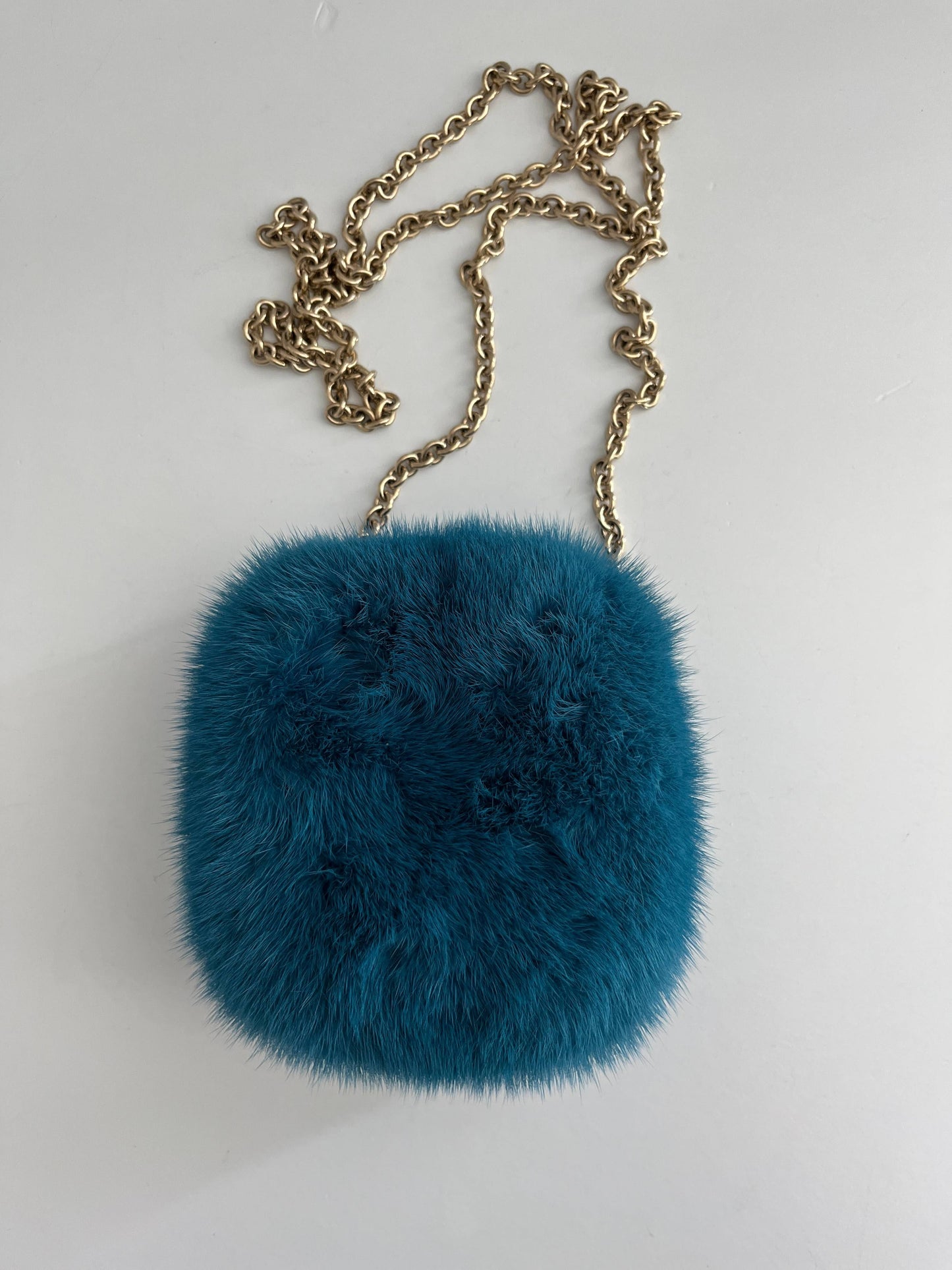 Gucci blue mini fur crossbody bag