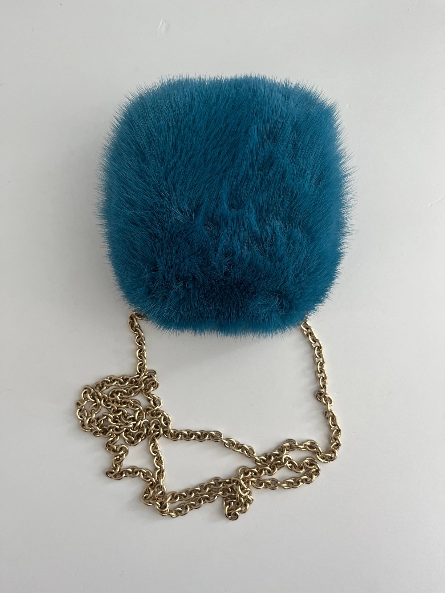 Gucci blue mini fur crossbody bag