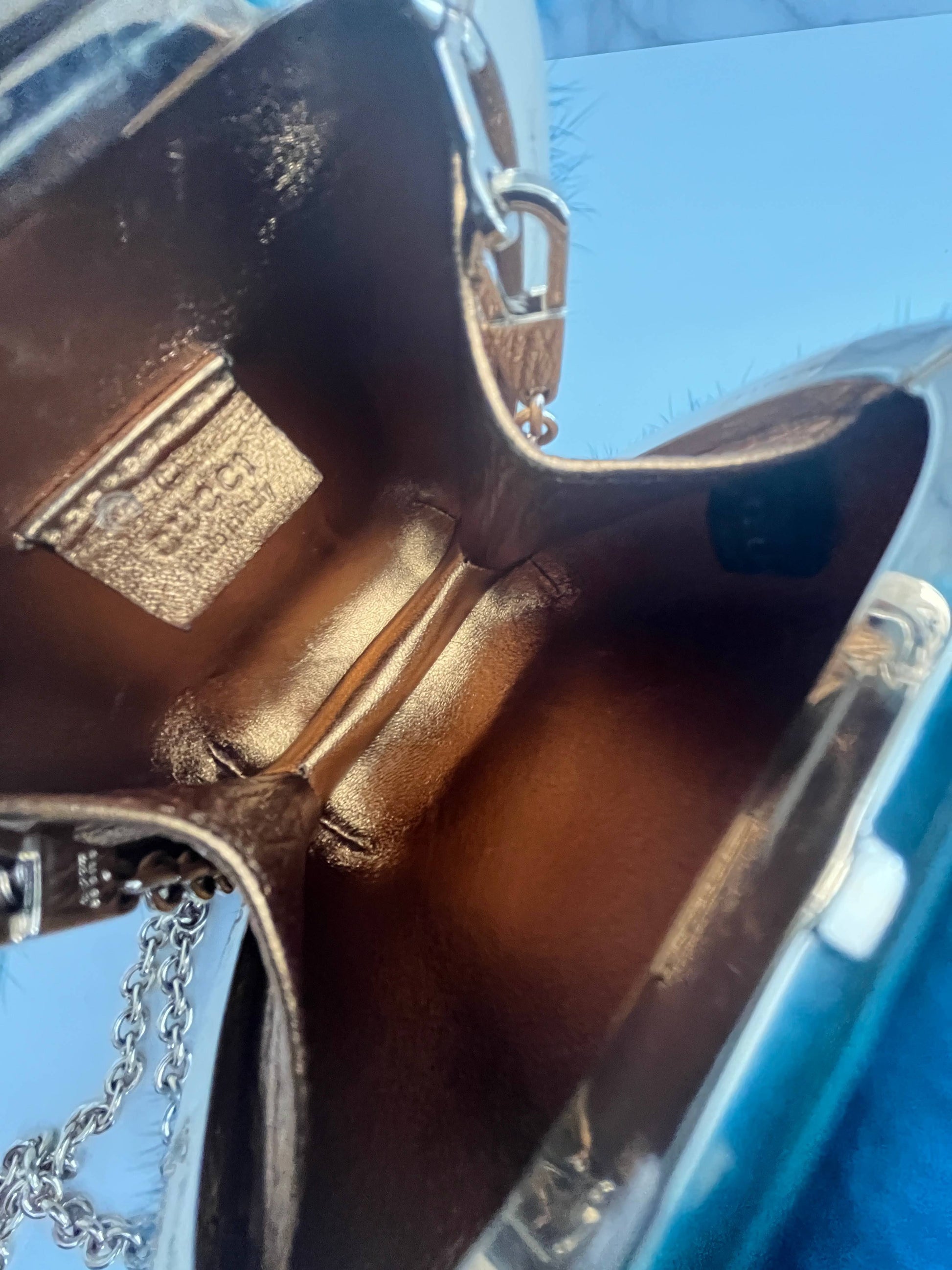 Gucci blue mini fur crossbody bag