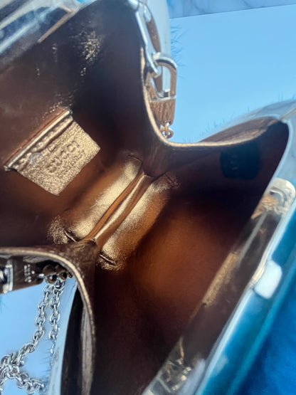 Gucci blue mini fur crossbody bag