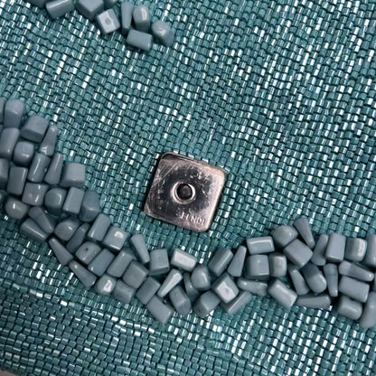 Fendi Baguette light blue beaded shoulder bag