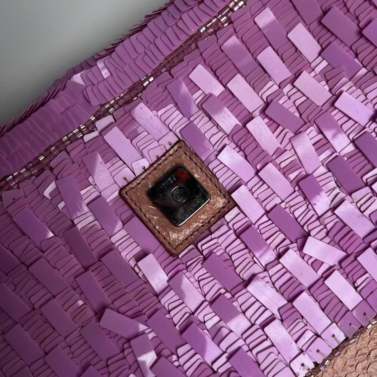 Vintage Fendi Pink Sequin Baguette