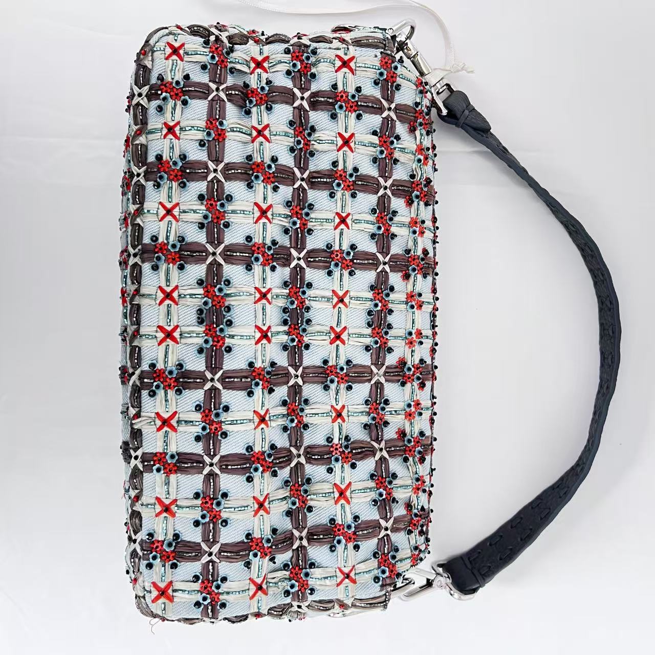 Fendi Baguette new style multicolor embroidered silver hardware shoulder bag