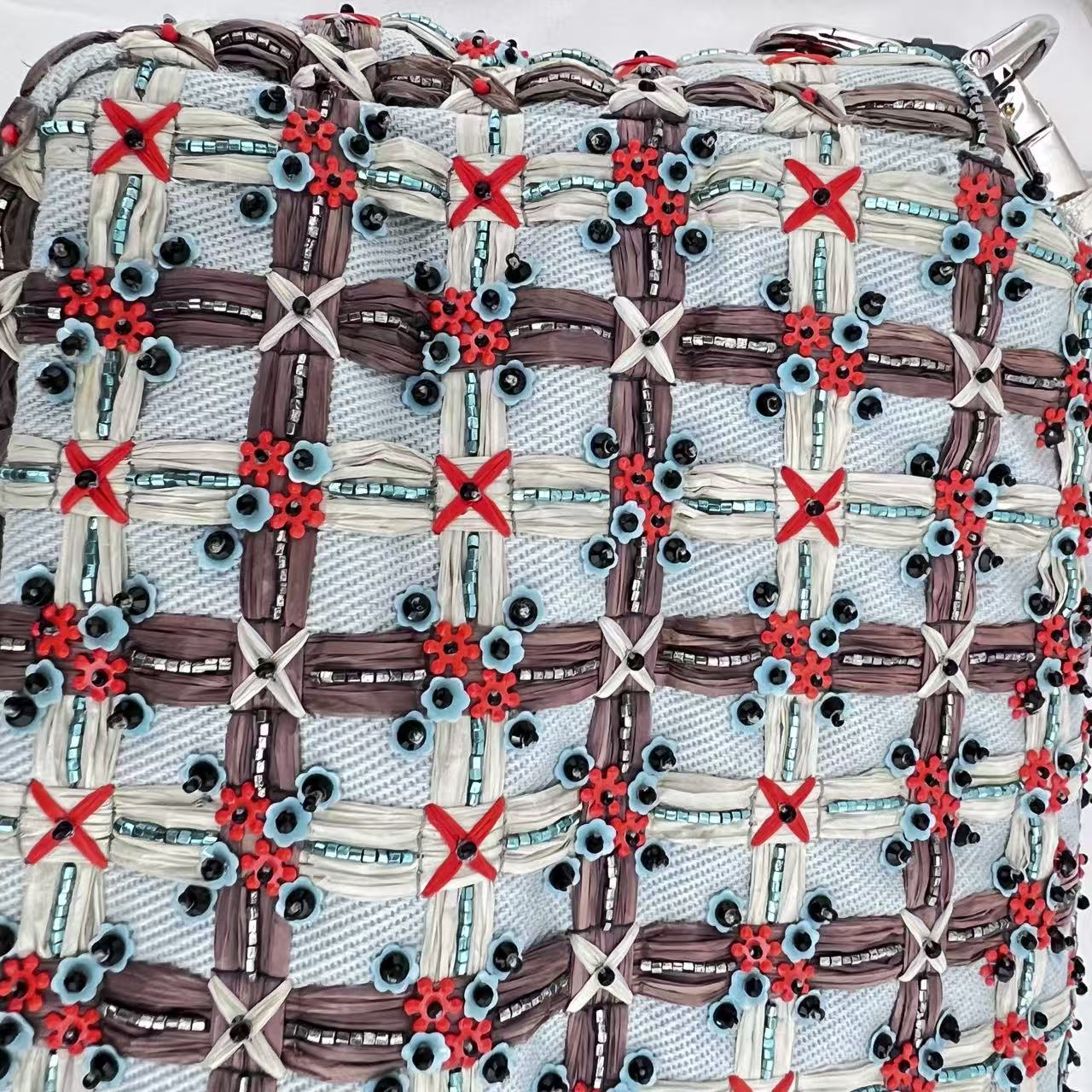 Fendi Baguette new style multicolor embroidered silver hardware shoulder bag