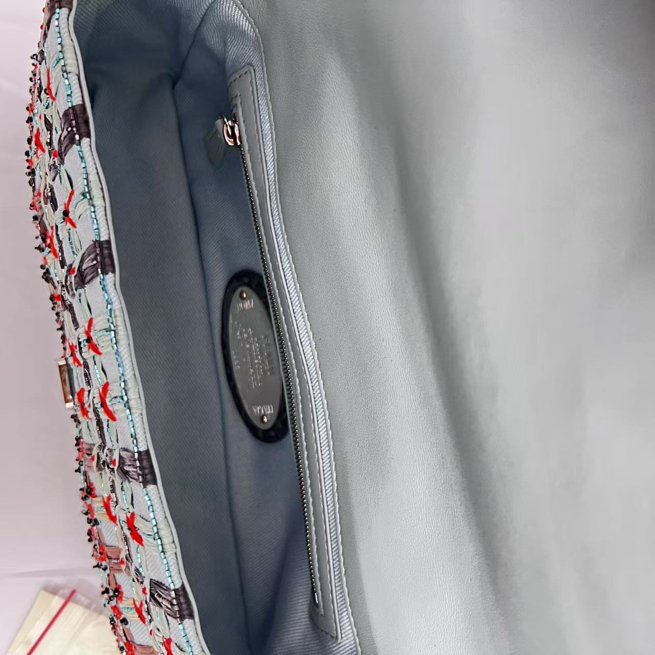 Fendi Baguette new style multicolor embroidered silver hardware shoulder bag