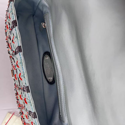 Fendi Baguette new style multicolor embroidered silver hardware shoulder bag