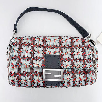 Fendi Baguette new style multicolor embroidered silver hardware shoulder bag