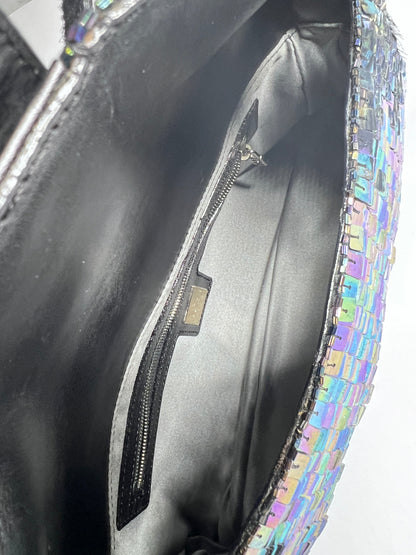 Vintage Fendi Black iridescent sequin baguette