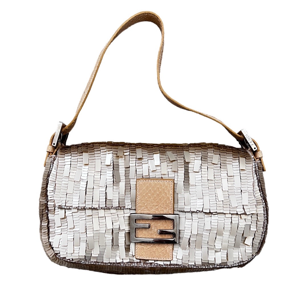 Fendi Fendi champagne color sequins baguette bag