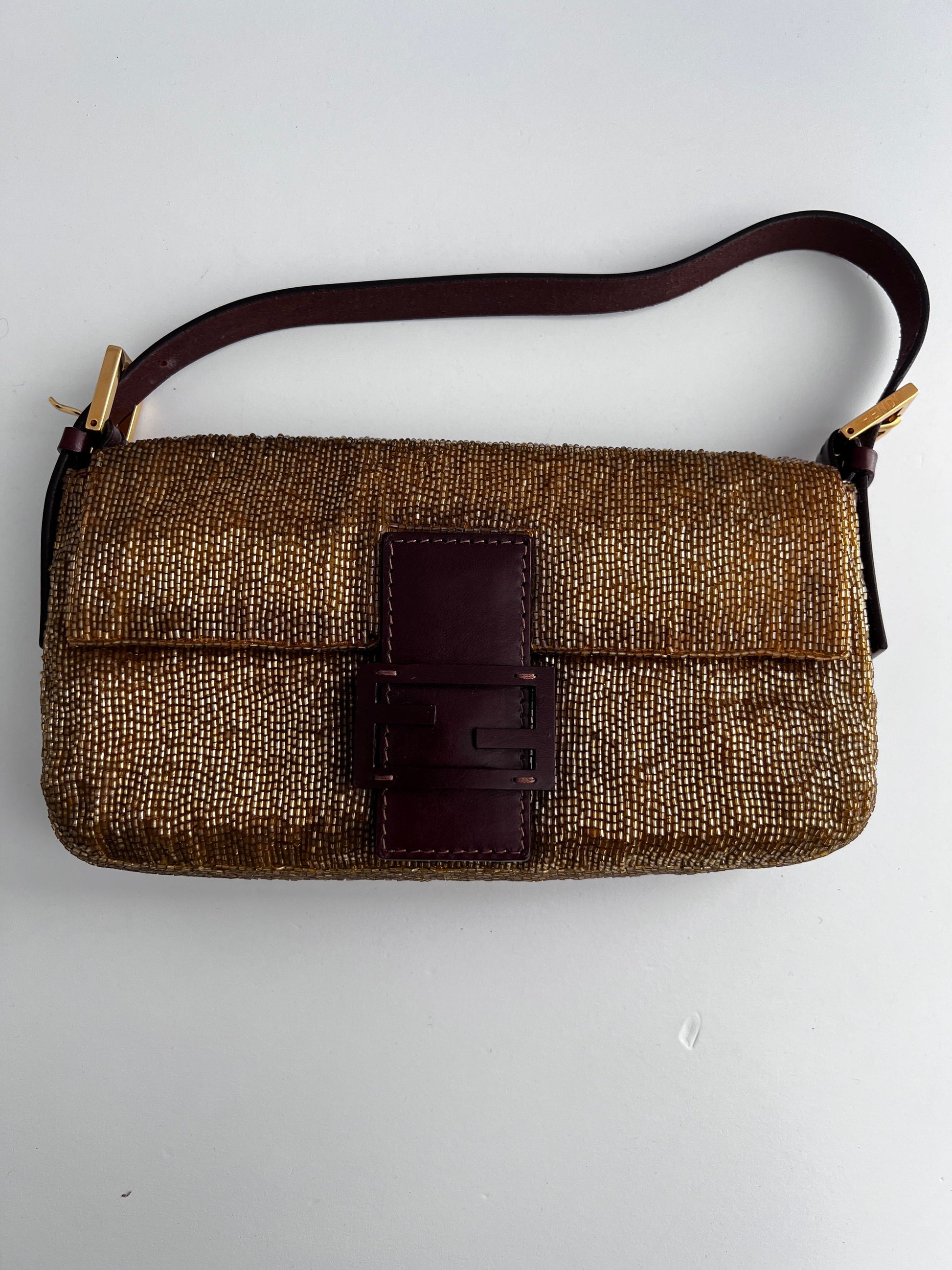 Fendi gold beaded baguette