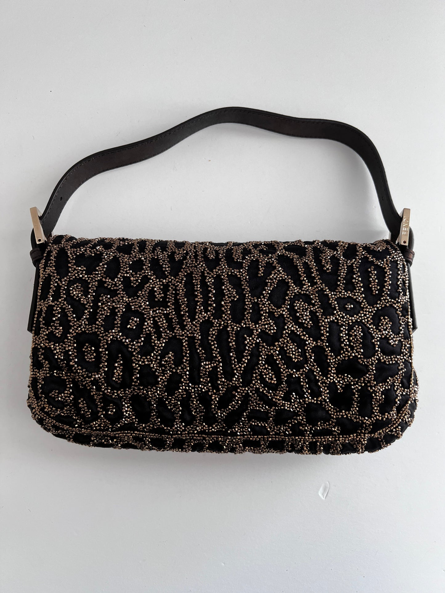 Fendi Cheetah embroidered beaded baguette