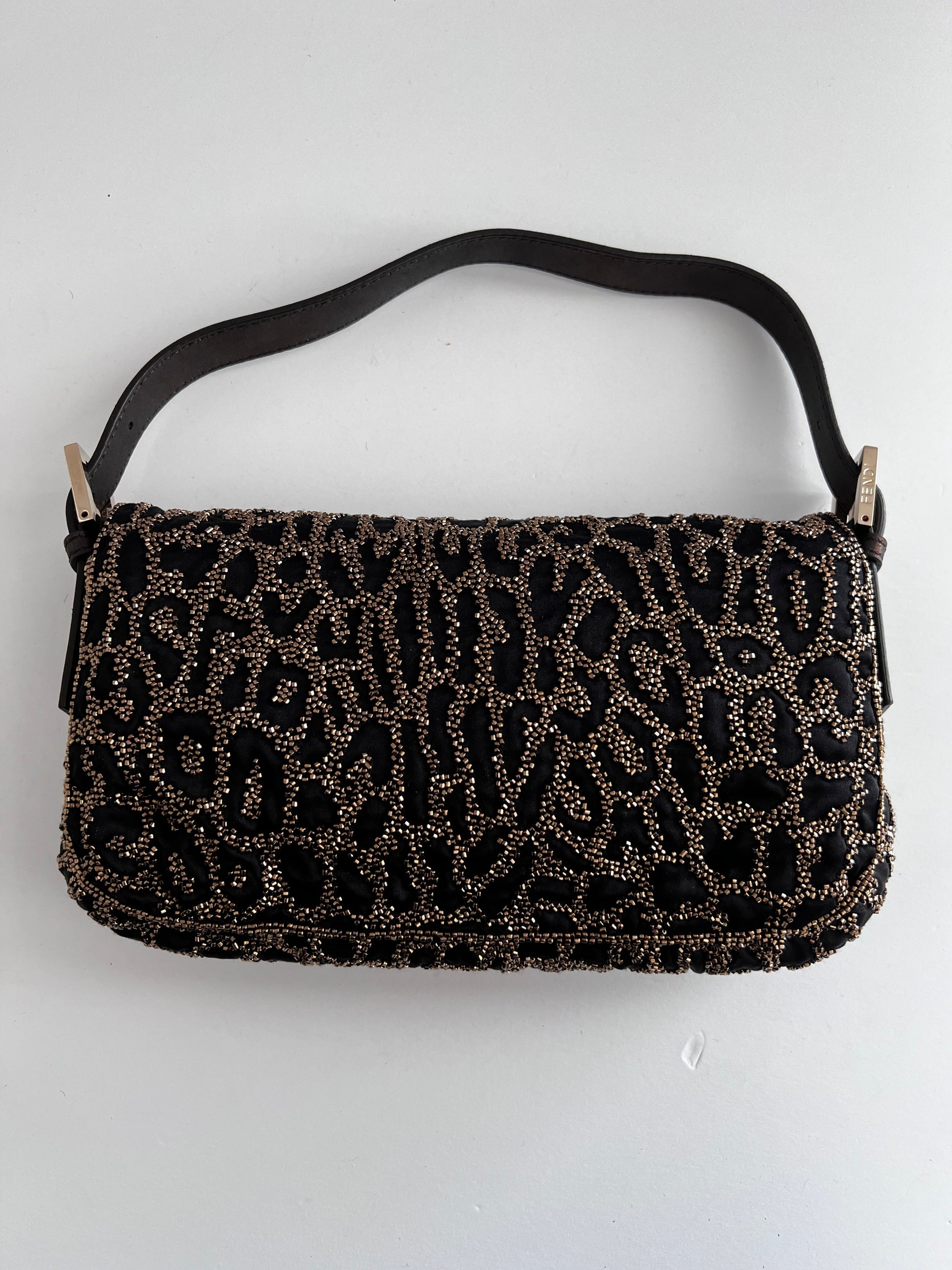 Fendi Cheetah embroidered beaded baguette