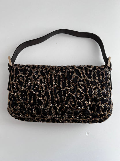 Fendi Cheetah embroidered beaded baguette