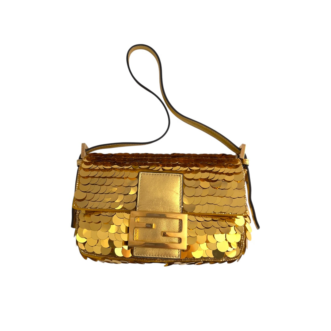 Fendi Fendi Mini Gold Sequin Baguette