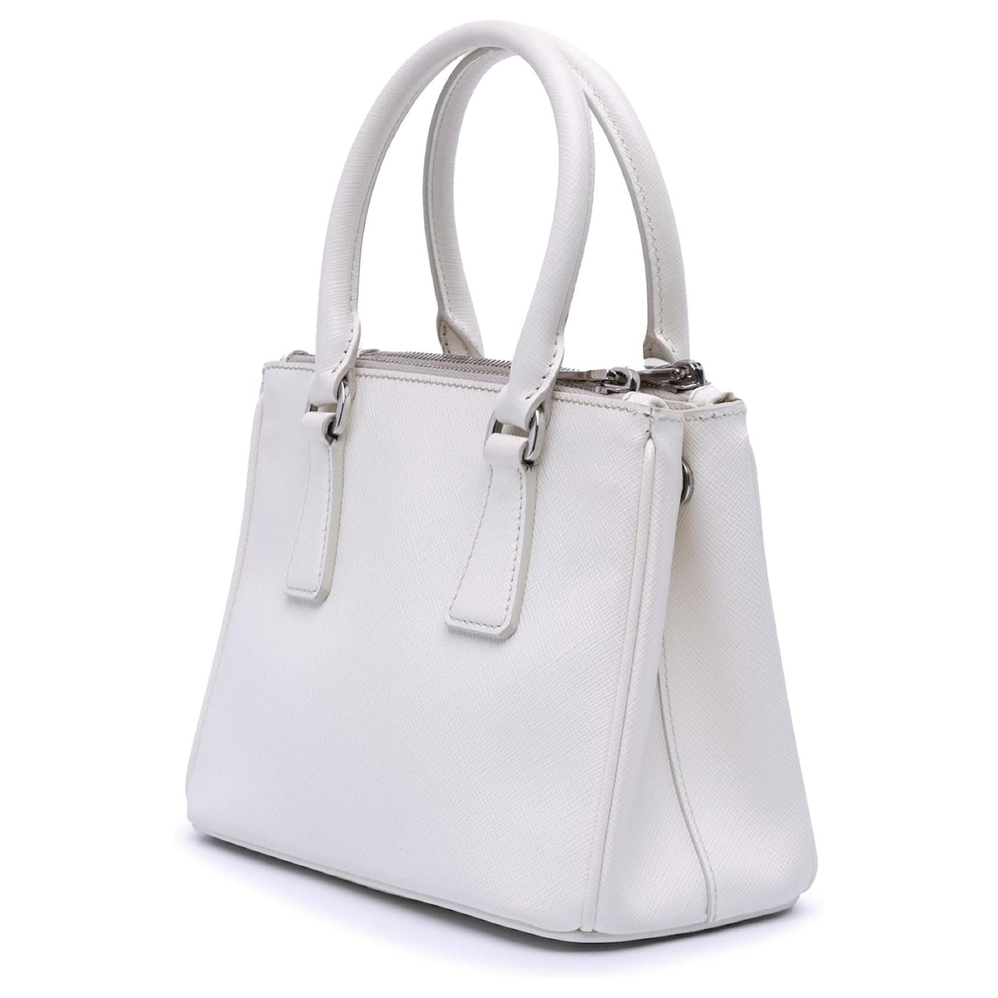 Prada Galleria White Mini Saffiano Lux Crystal Embellished Handbags