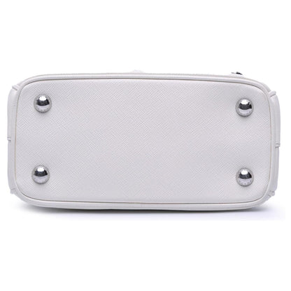 Prada Galleria White Mini Saffiano Lux Crystal Embellished Handbags