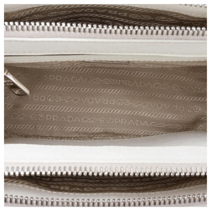 Prada Galleria White Mini Saffiano Lux Crystal Embellished Handbags