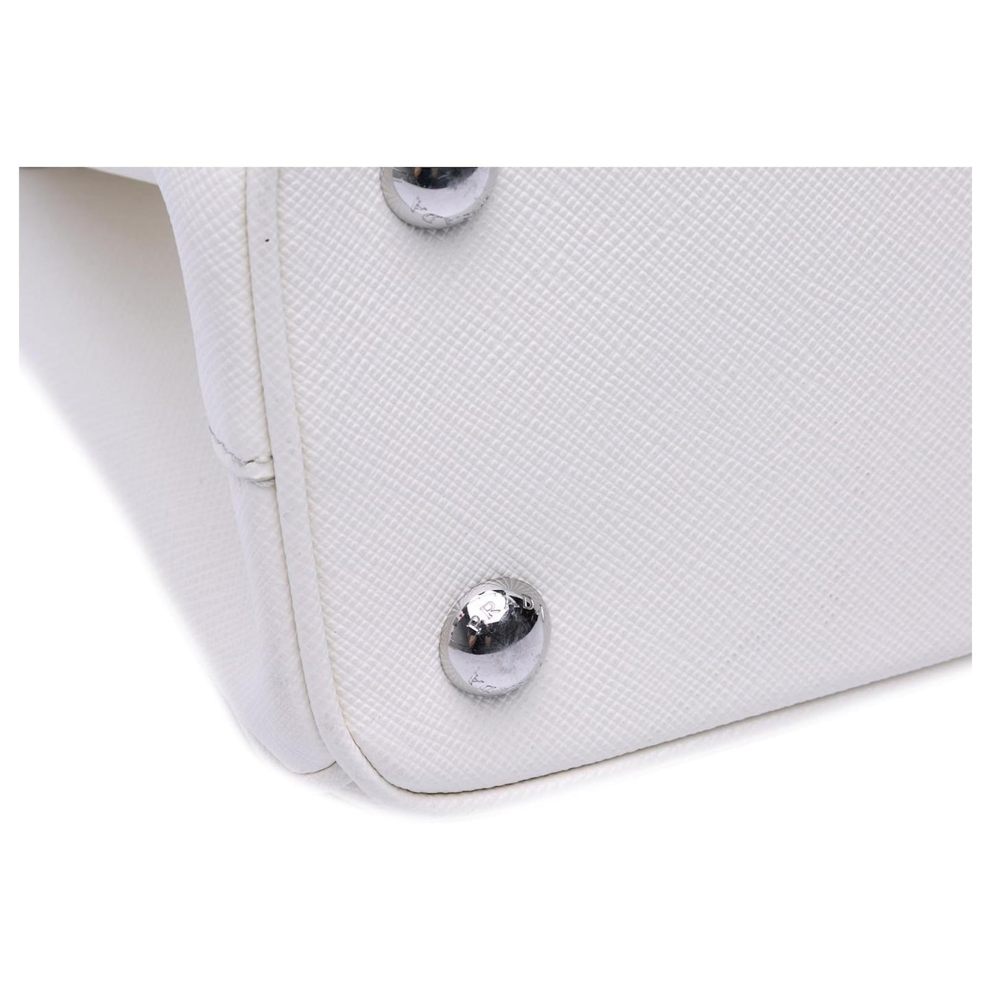 Prada Galleria White Mini Saffiano Lux Crystal Embellished Handbags