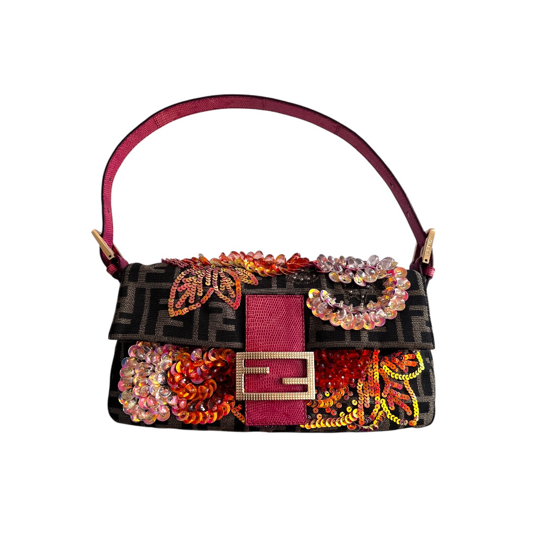 Fendi Vintage Fendi embroidered zucca baguette 2004