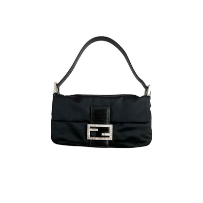 Vintage Fendi Black Satin baguette