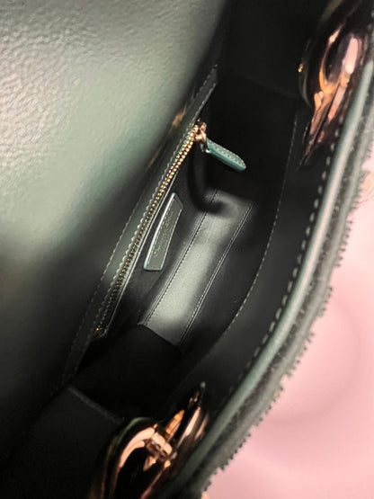 Dior lady dior mini dark green beaded shoulder bag