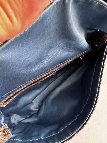 Fendi black &silver beaded baguette