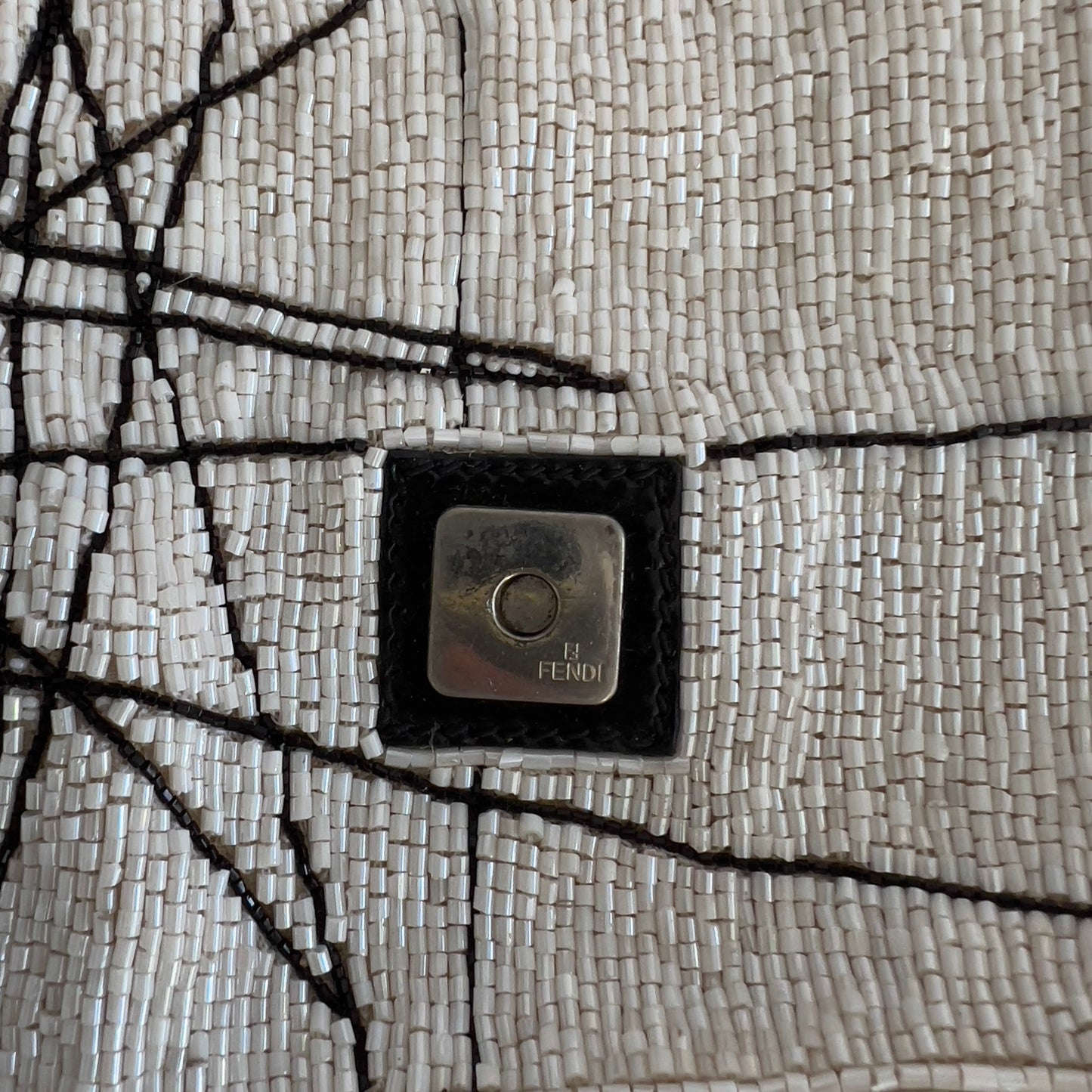 Vintage Fendi White& Black “Spider web”Beaded Baguette Rare