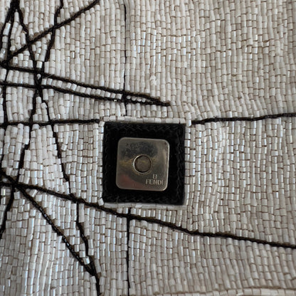 Vintage Fendi White& Black “Spider web”Beaded Baguette Rare